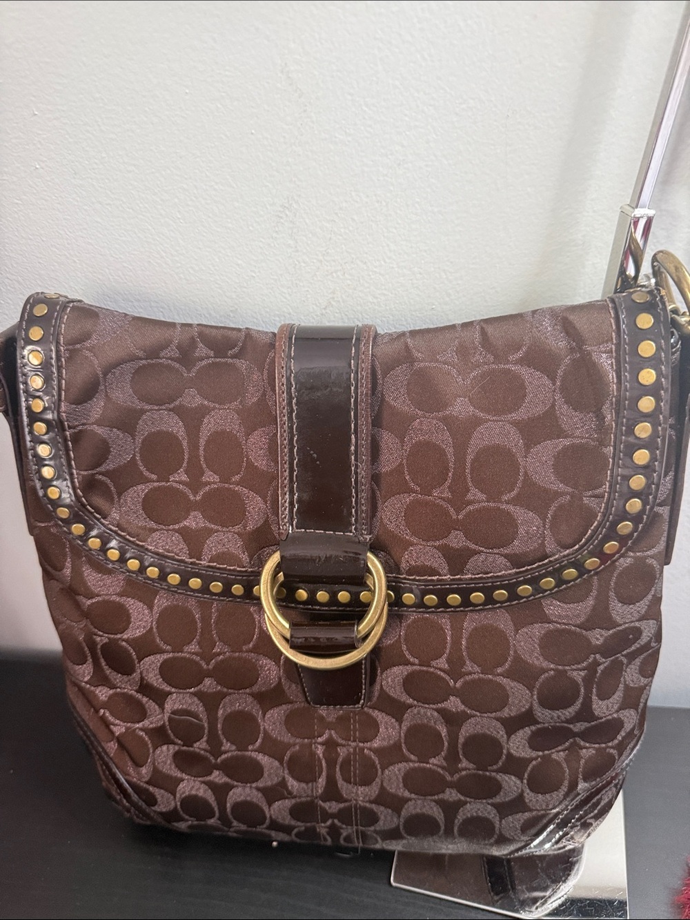Coach SoHo Signature Studded Flap Crossbody Bag